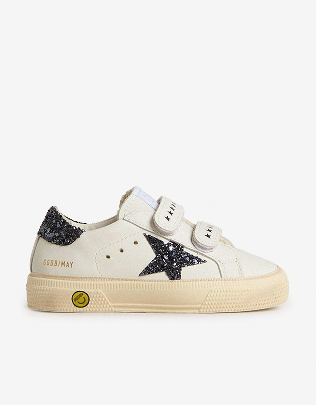 Girls Leather and Glitter Star May Trainers in White, 5 of 4