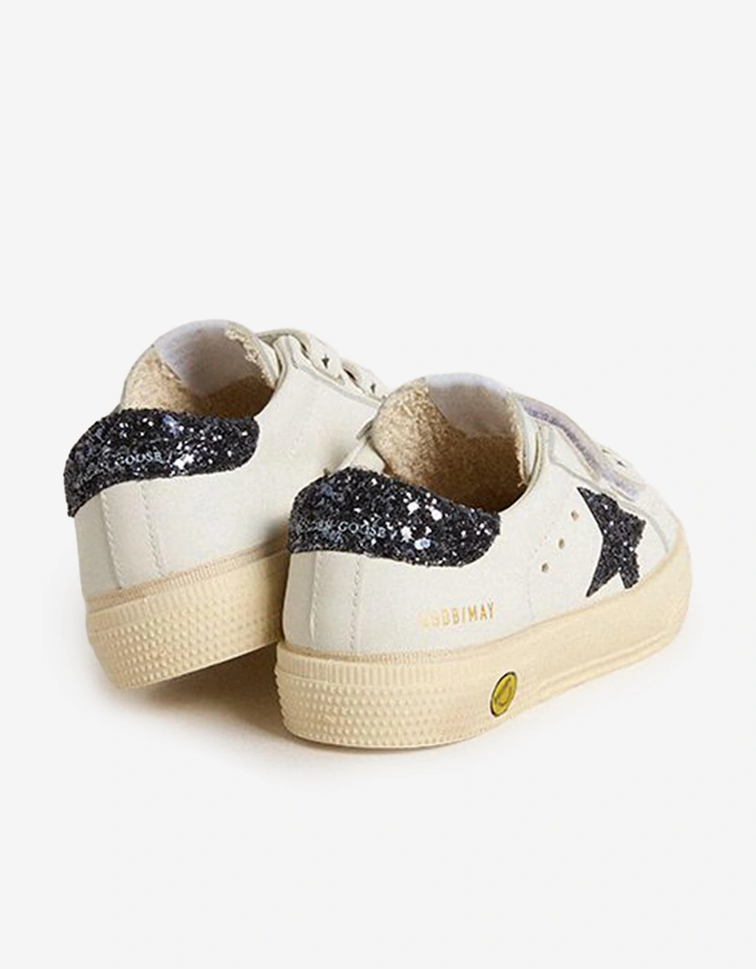 Girls Leather and Glitter Star May Trainers in White