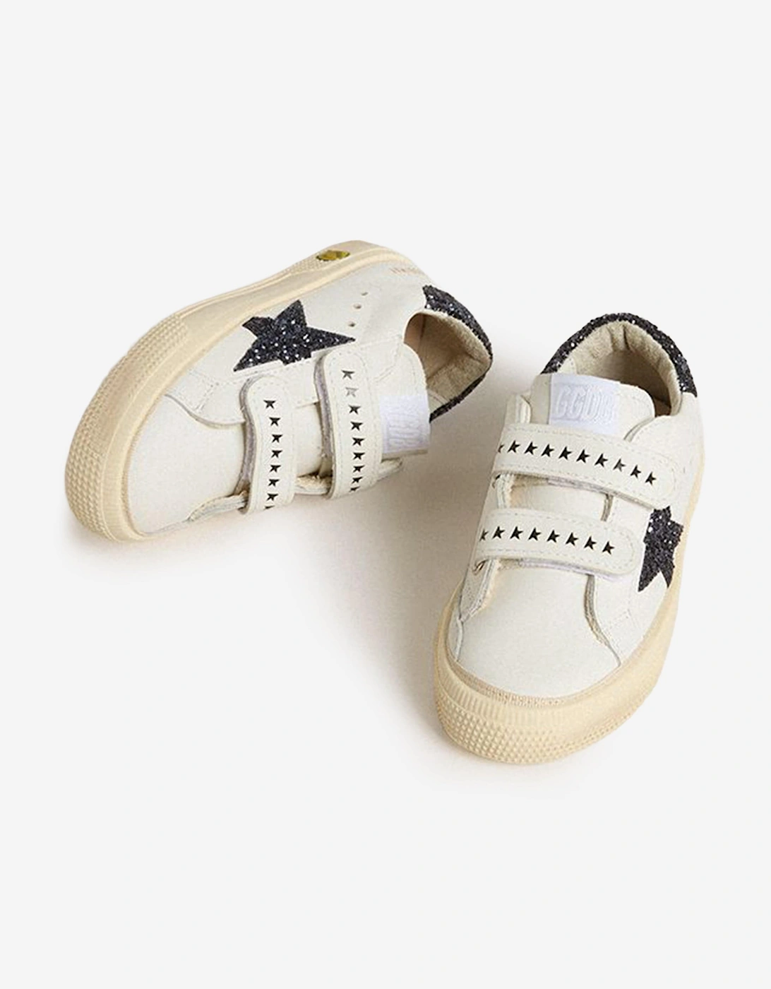 Girls Leather and Glitter Star May Trainers in White