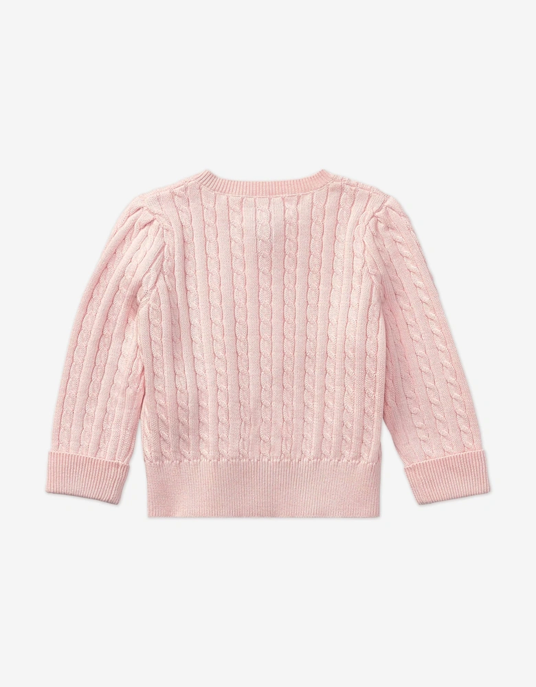 Baby Girls Cable Knit Cardigan in Pink