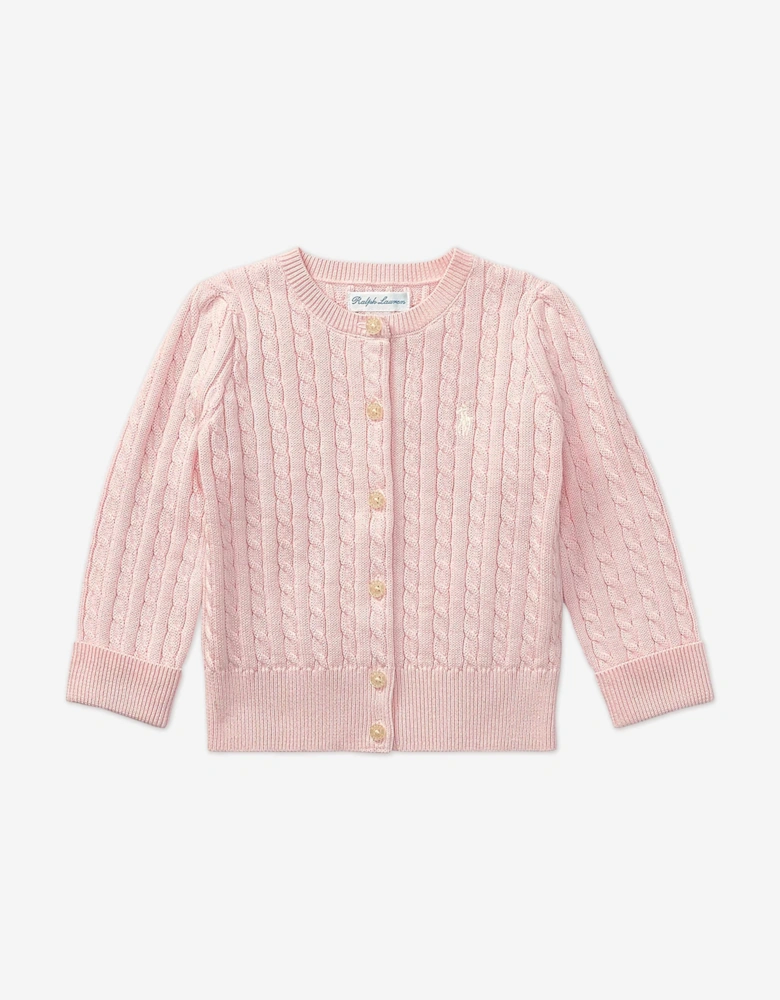 Baby Girls Cable Knit Cardigan in Pink