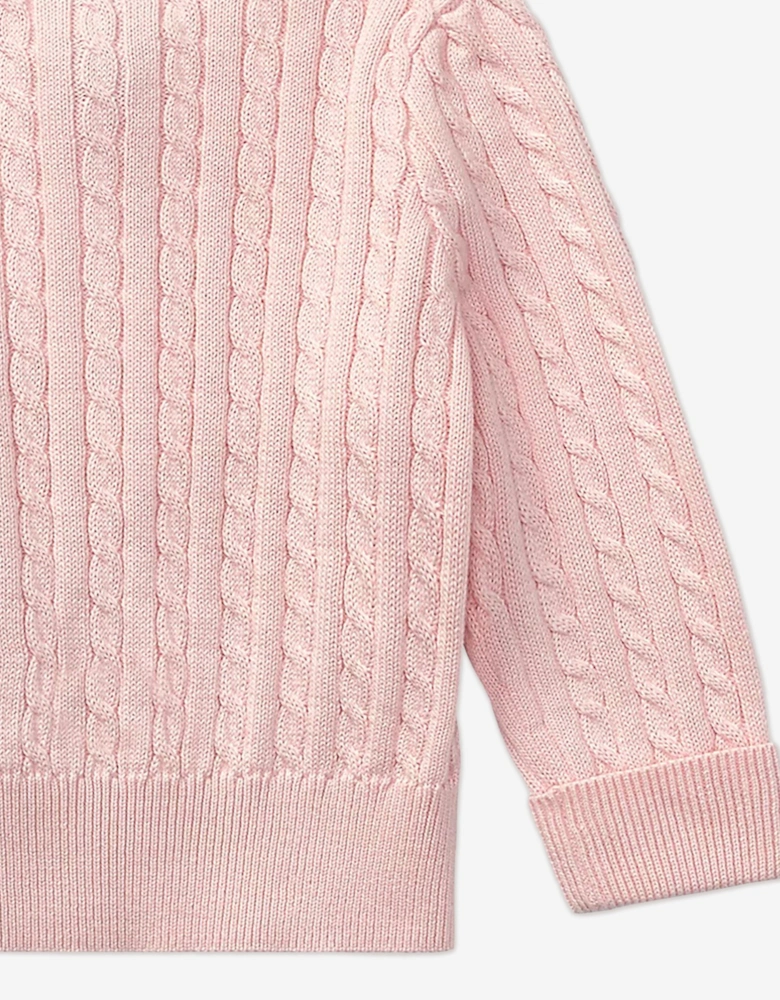 Baby Girls Cable Knit Cardigan in Pink