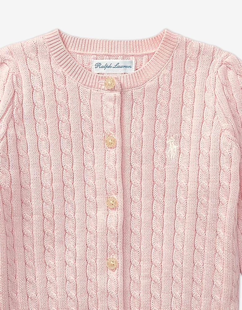 Baby Girls Cable Knit Cardigan in Pink