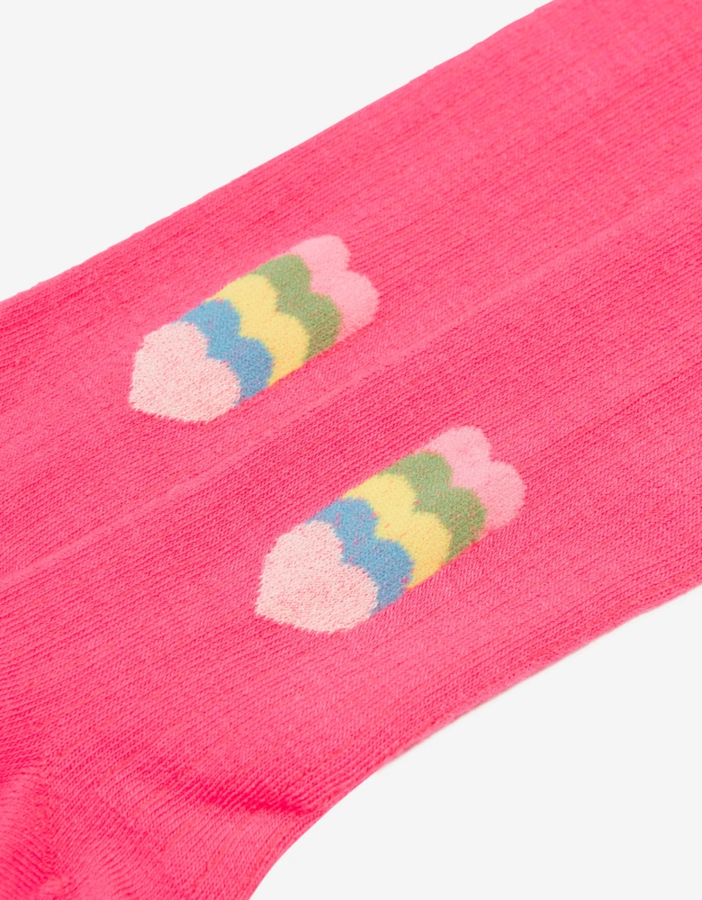 Billieblush Girls Jacquard Heart Tights in Pink