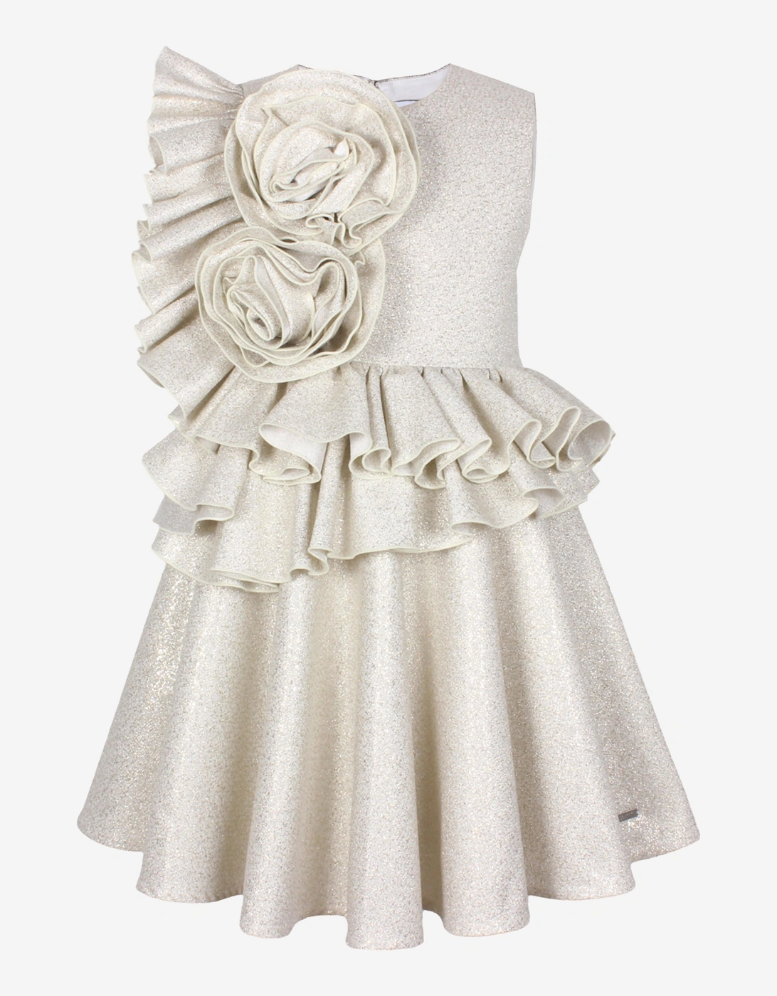 Girls In Bloom Ruffle Flower Dress in Gold, 5 of 4