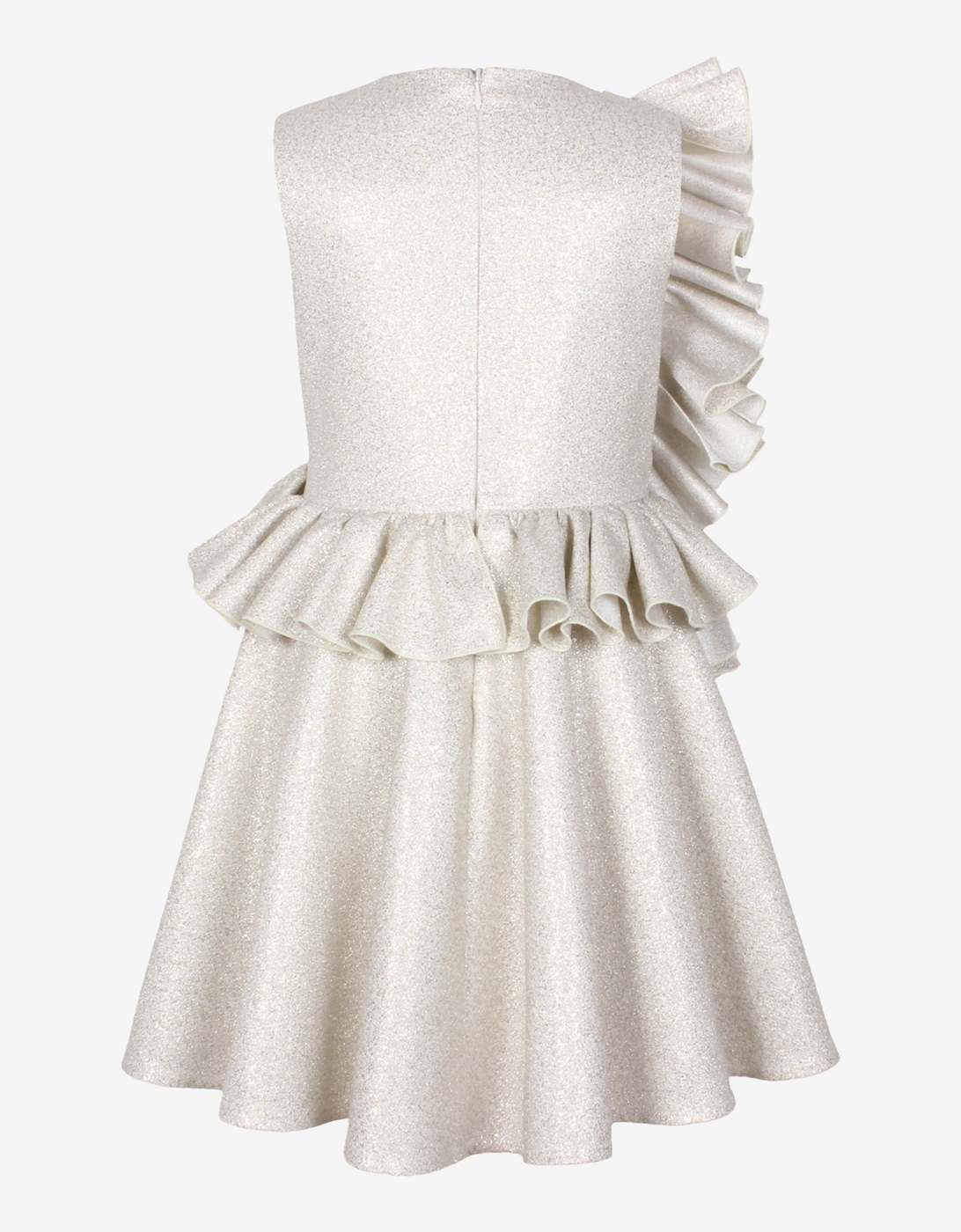 Girls In Bloom Ruffle Flower Dress in Gold
