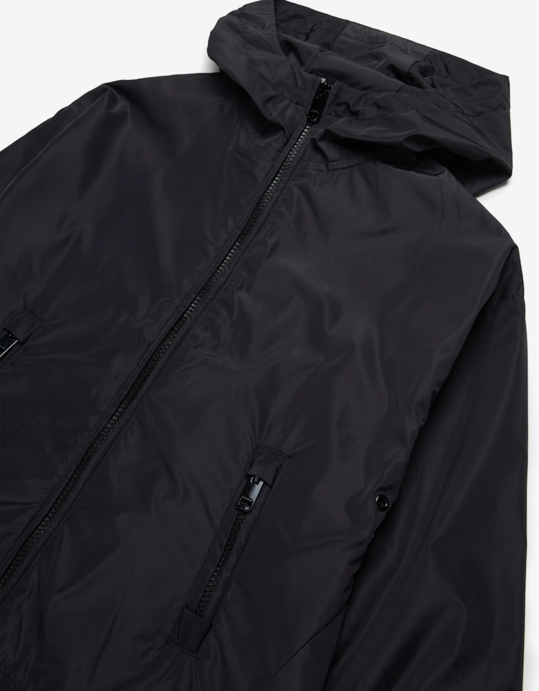 Boys Oval D Hooded Windbreaker in Black