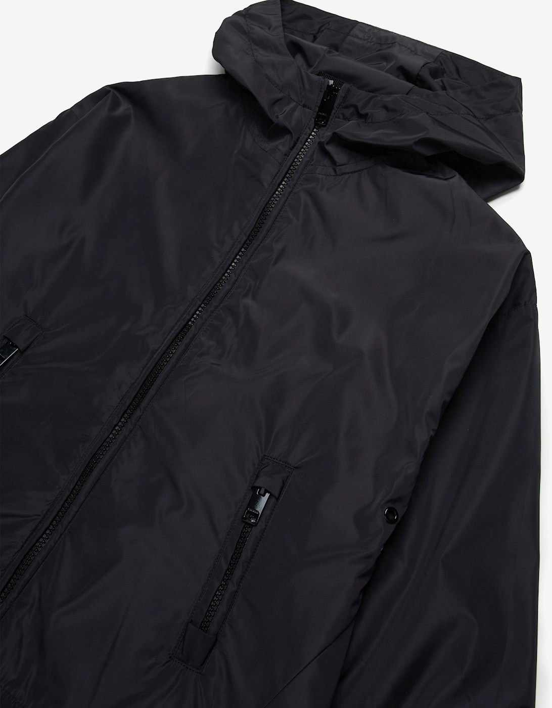 Boys Oval D Hooded Windbreaker in Black