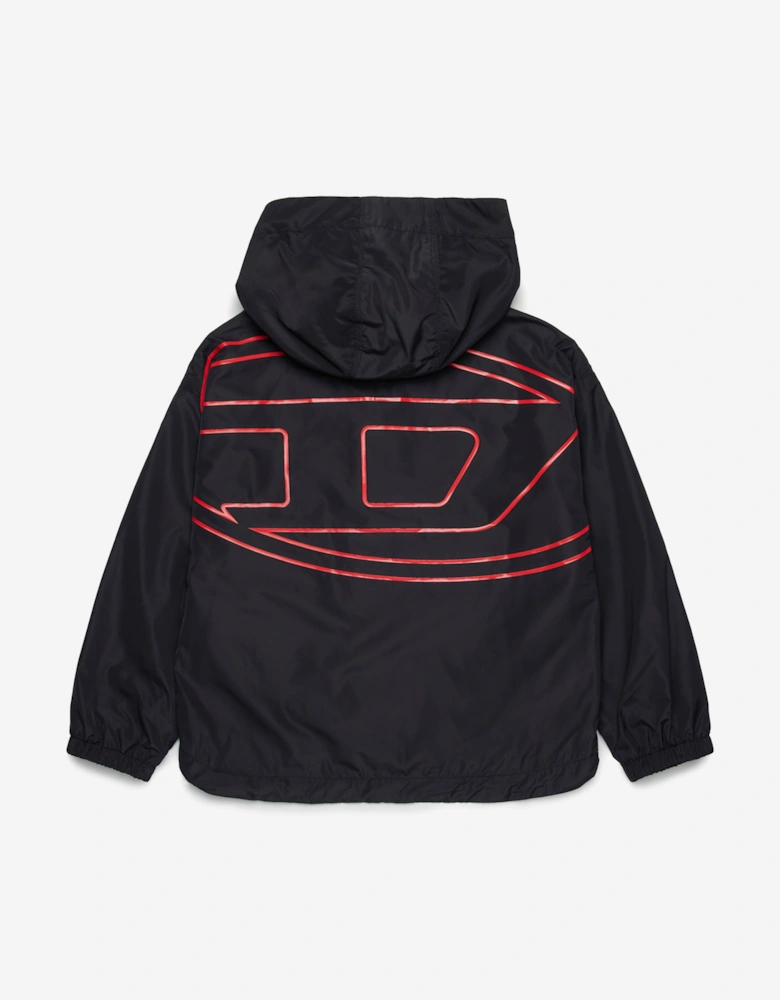 Boys Oval D Hooded Windbreaker in Black