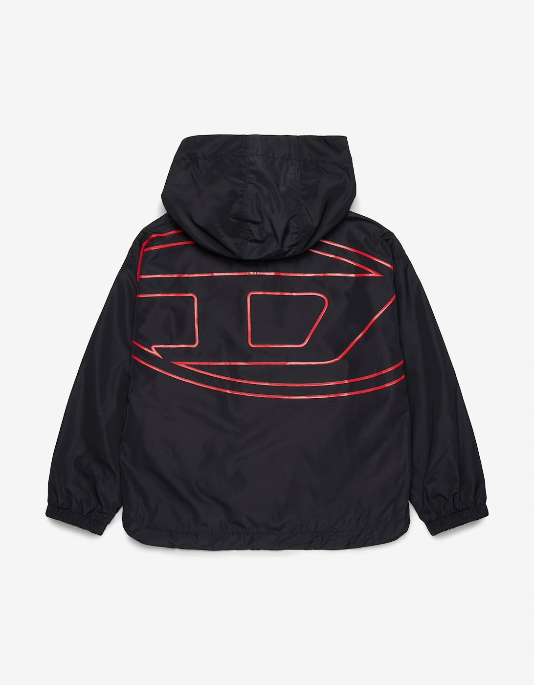 Boys Oval D Hooded Windbreaker in Black