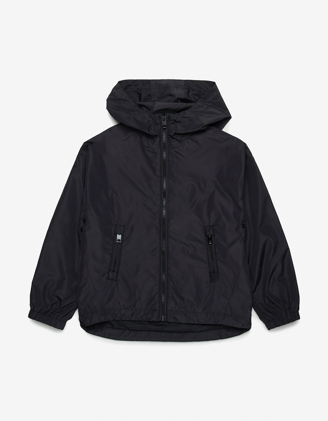 Boys Oval D Hooded Windbreaker in Black, 6 of 5