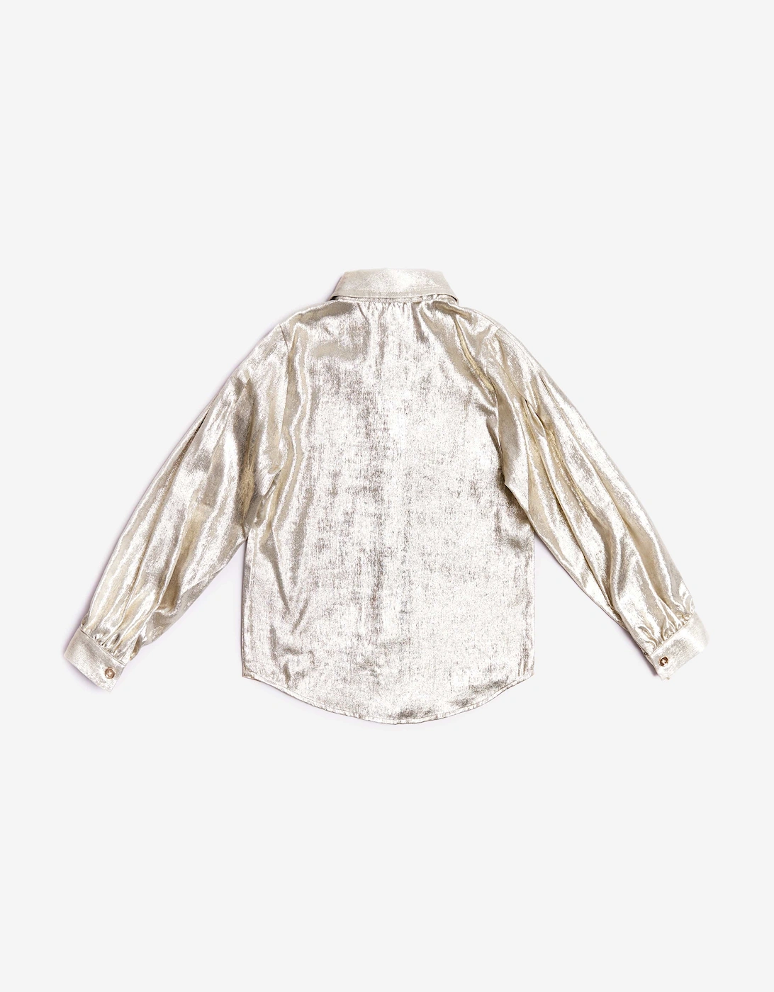 BCBGMAXAZRIA Girls Oversized Bow Shirt in Gold