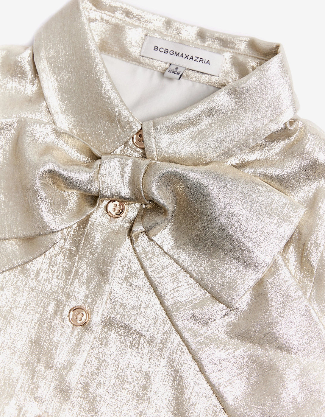 BCBGMAXAZRIA Girls Oversized Bow Shirt in Gold