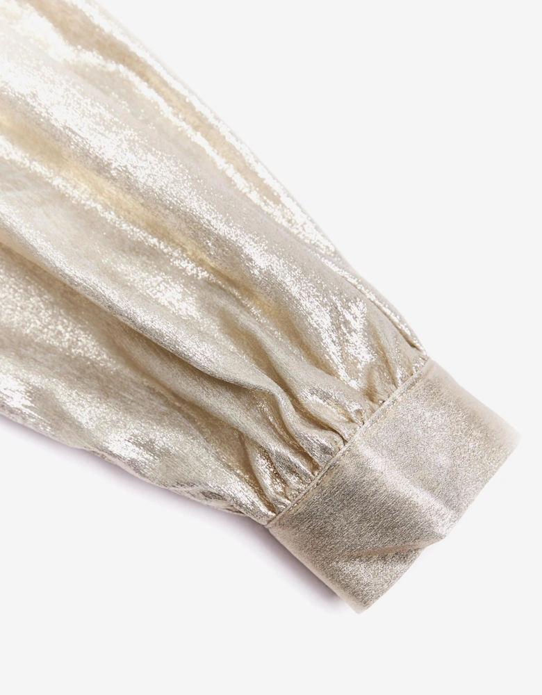 BCBGMAXAZRIA Girls Oversized Bow Shirt in Gold