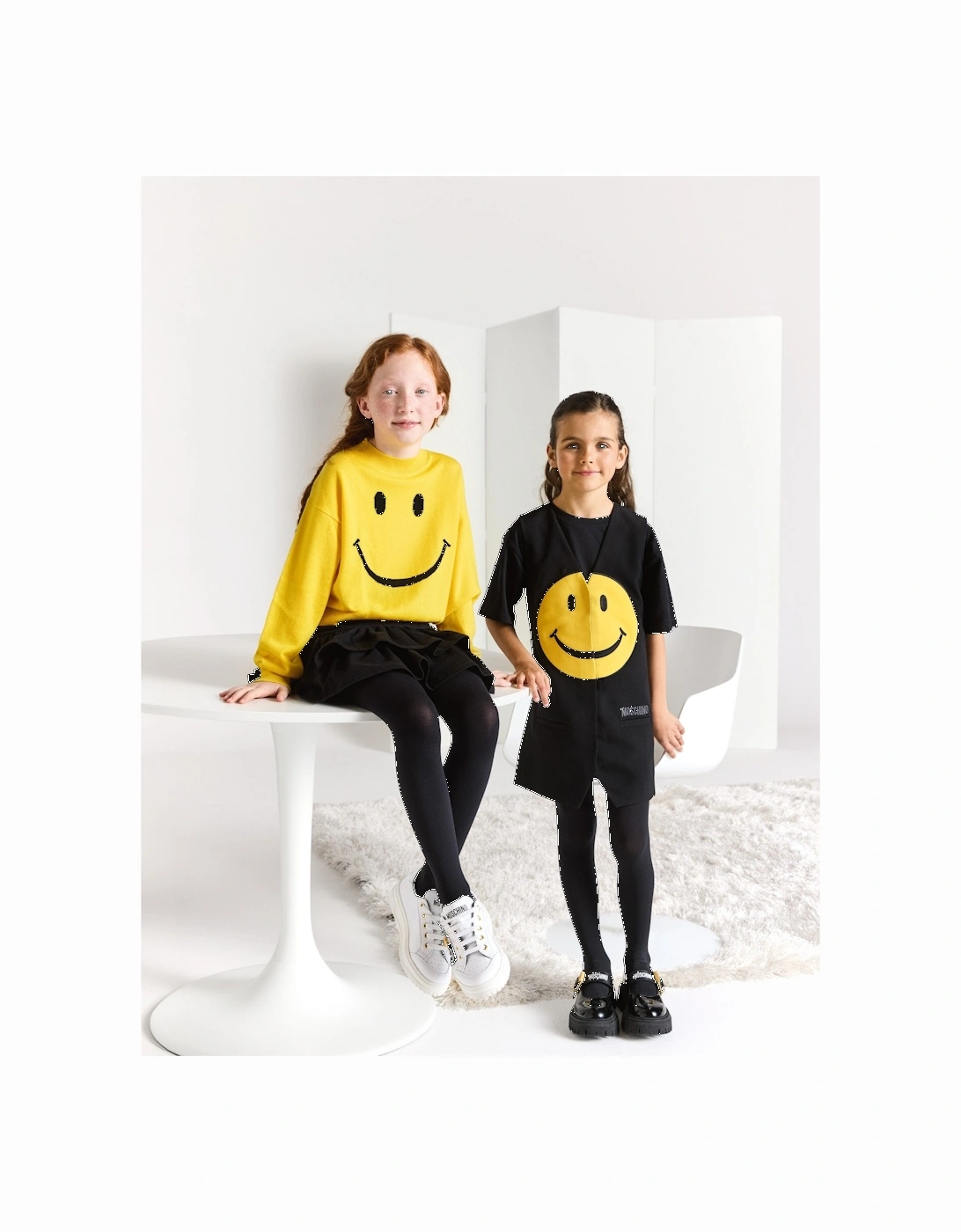 Girls Smiley Face Dress in Black