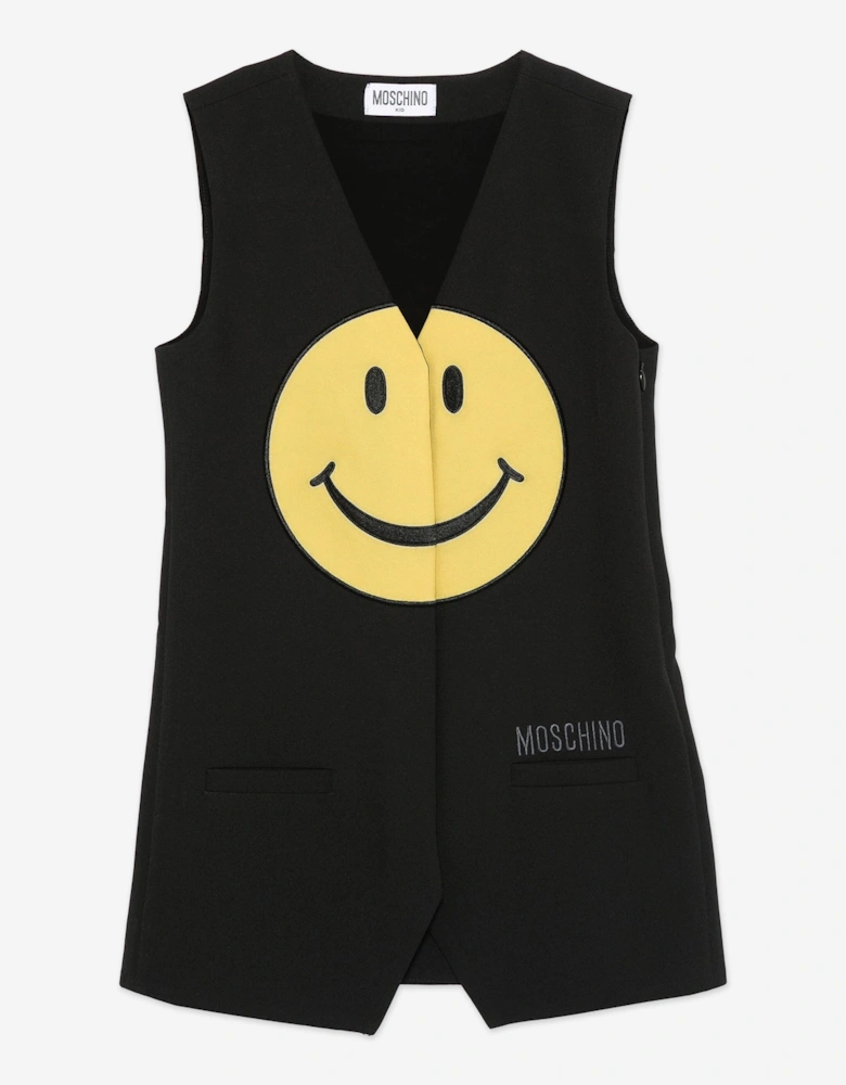 Girls Smiley Face Dress in Black