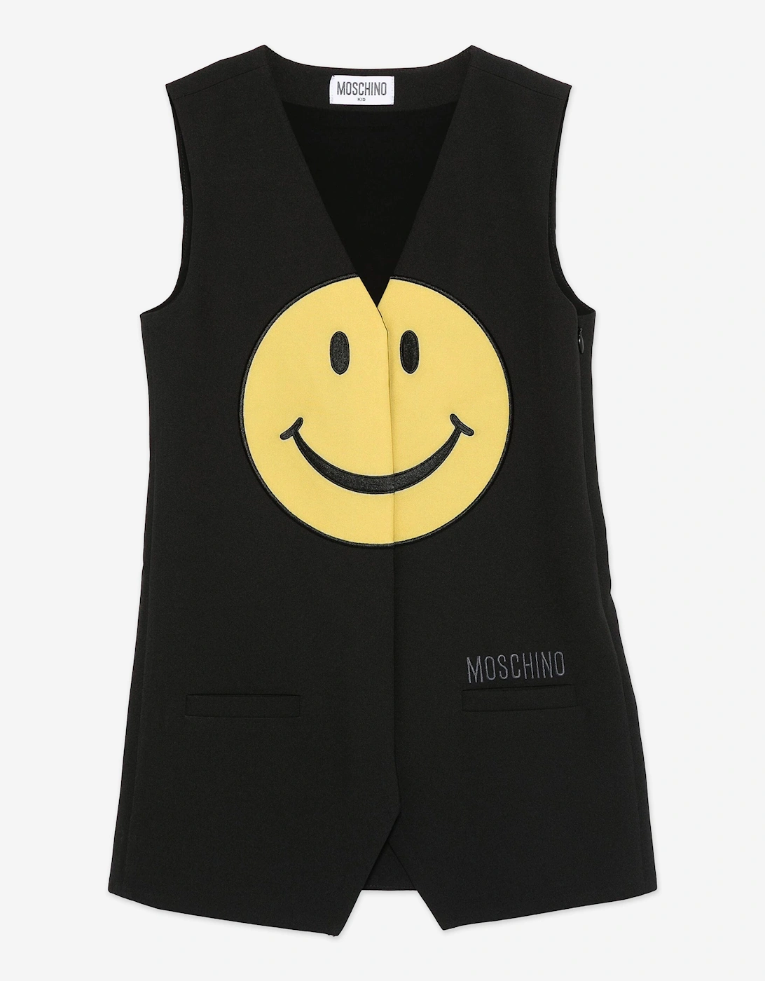 Moschino Girls Black Smiley Face Dress In - : 4 Years Size 4 Yrs Kids