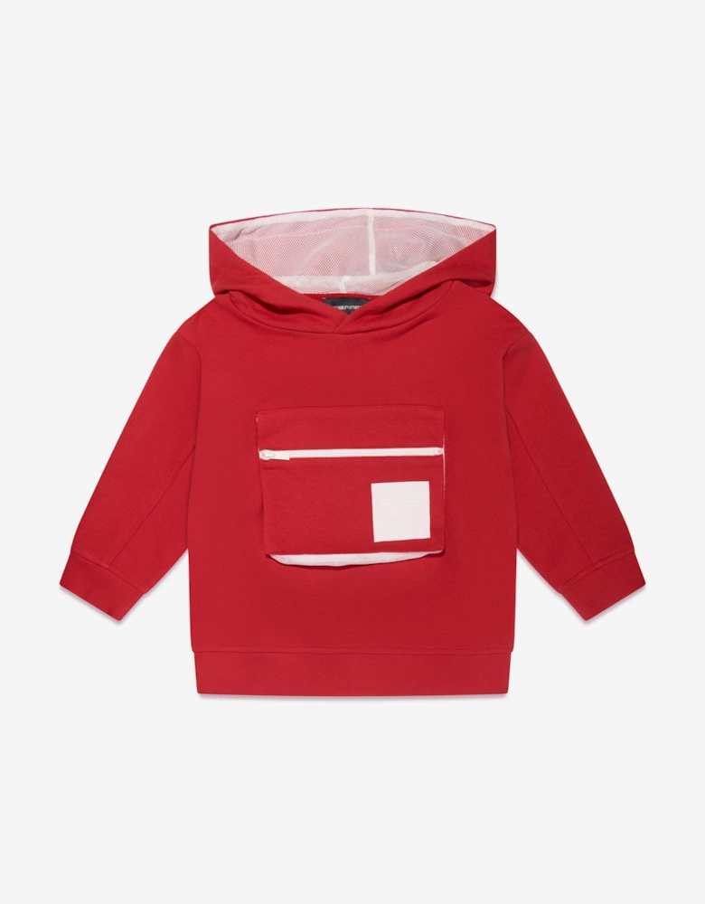 Boys Front Pocket Hoodie In Red