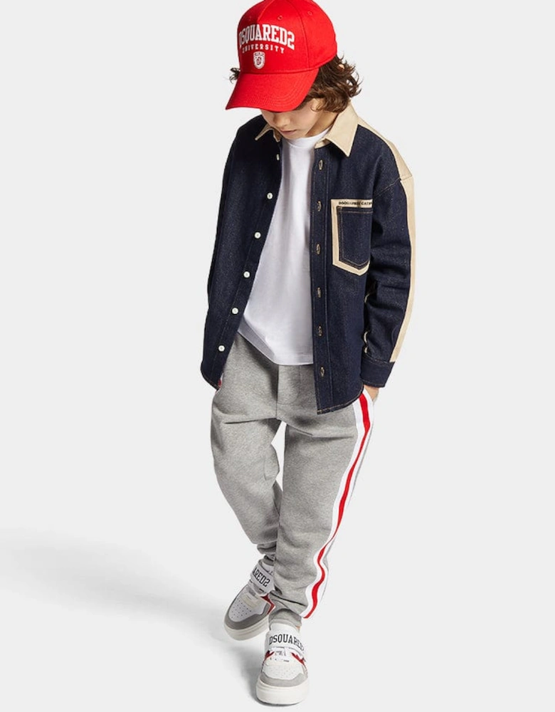 Kids Striped Trim Joggers in Grey