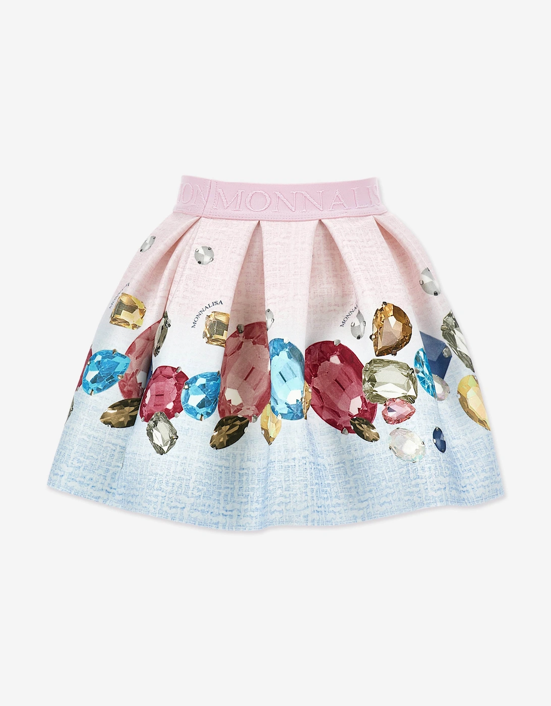 Girls Gem Print Neoprene Skirt in Pink