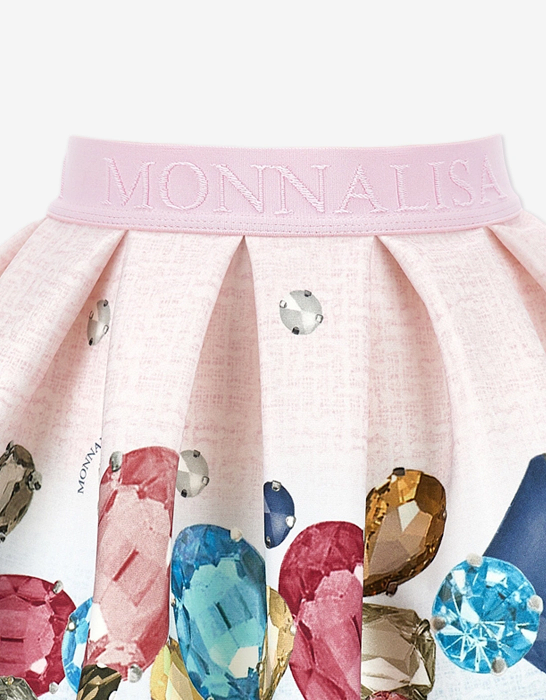 Girls Gem Print Neoprene Skirt in Pink