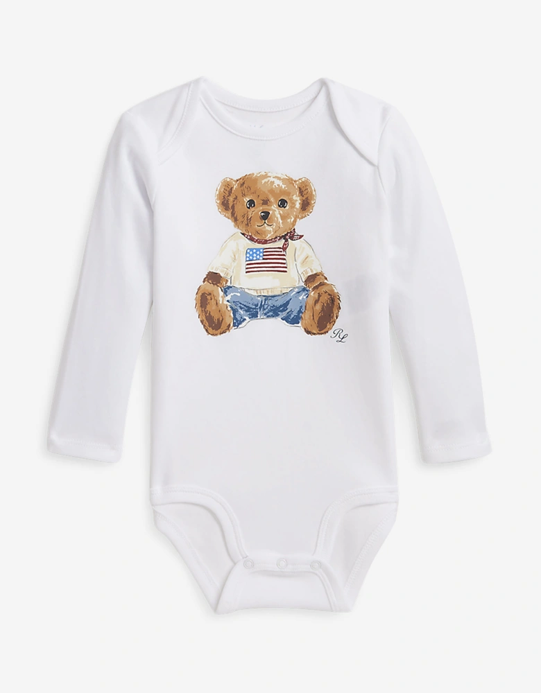 Baby Boys Bear Bodysuit Set in White