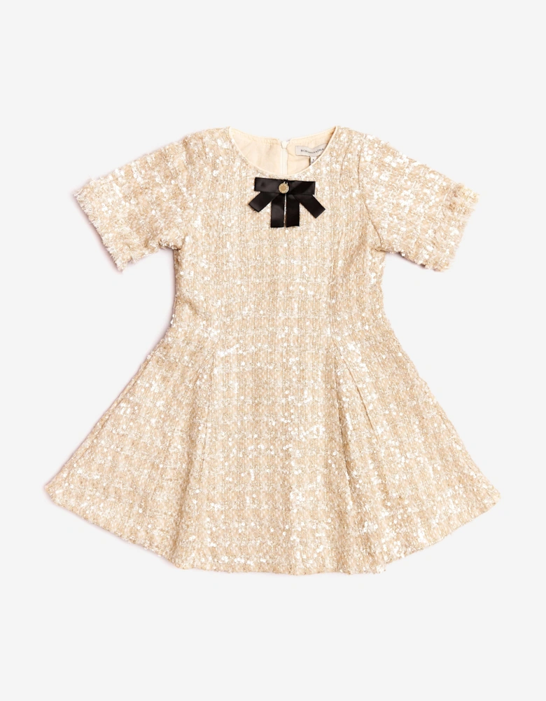 BCBGMAXAZRIA Girls Tweed Dress in Gold