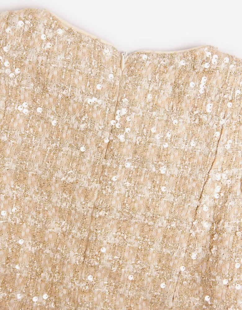 BCBGMAXAZRIA Girls Tweed Dress in Gold