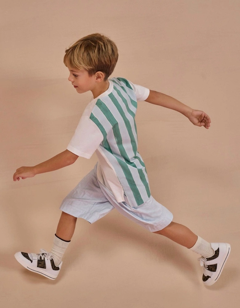 Kids Pequin Print T-Shirt in Blue