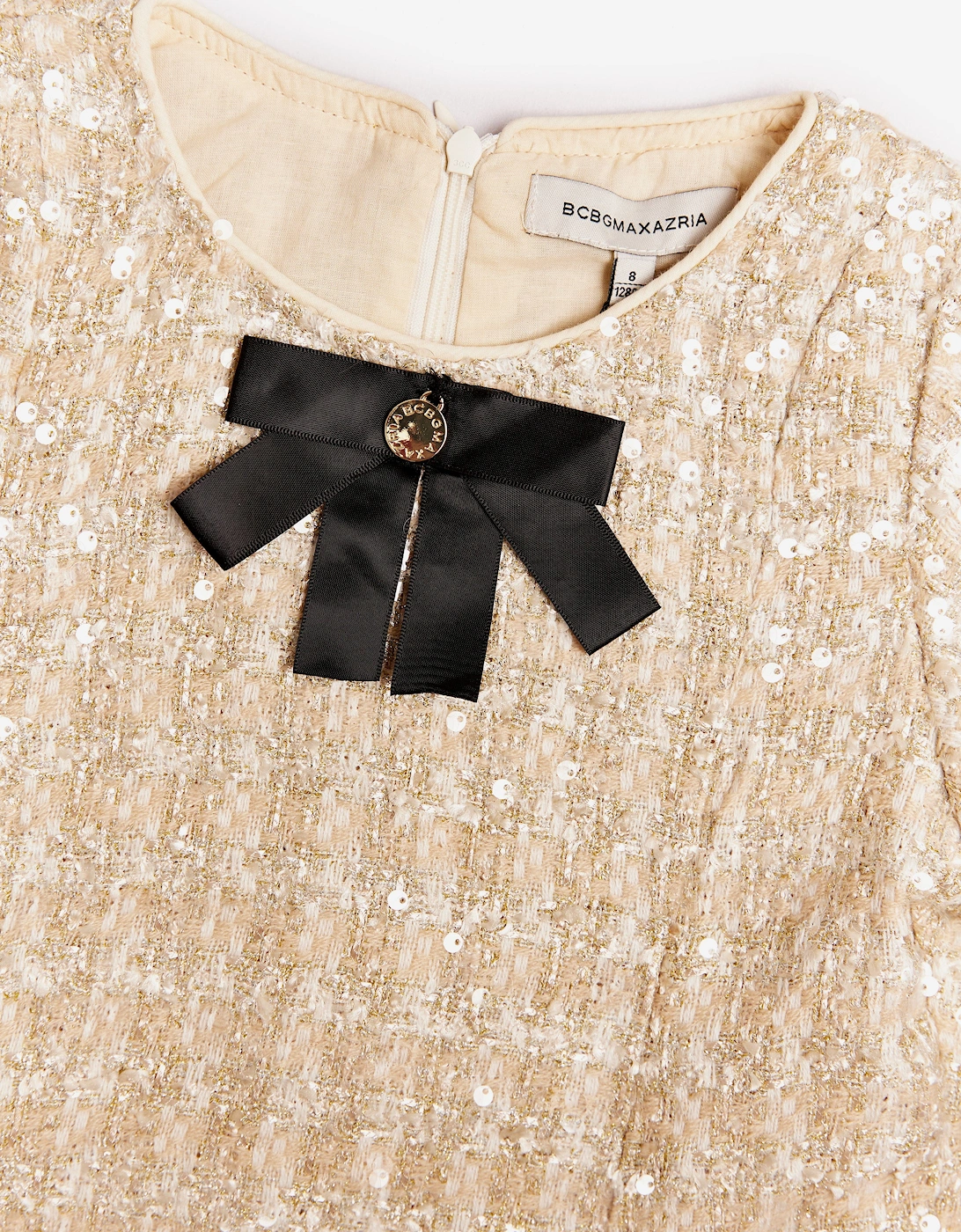 BCBGMAXAZRIA Girls Tweed Dress in Gold