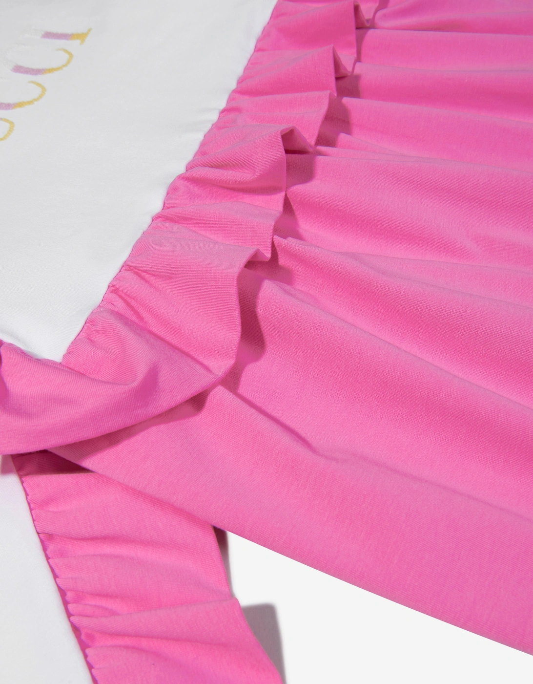 Girls Cotton Ruffle Trim Logo Dress