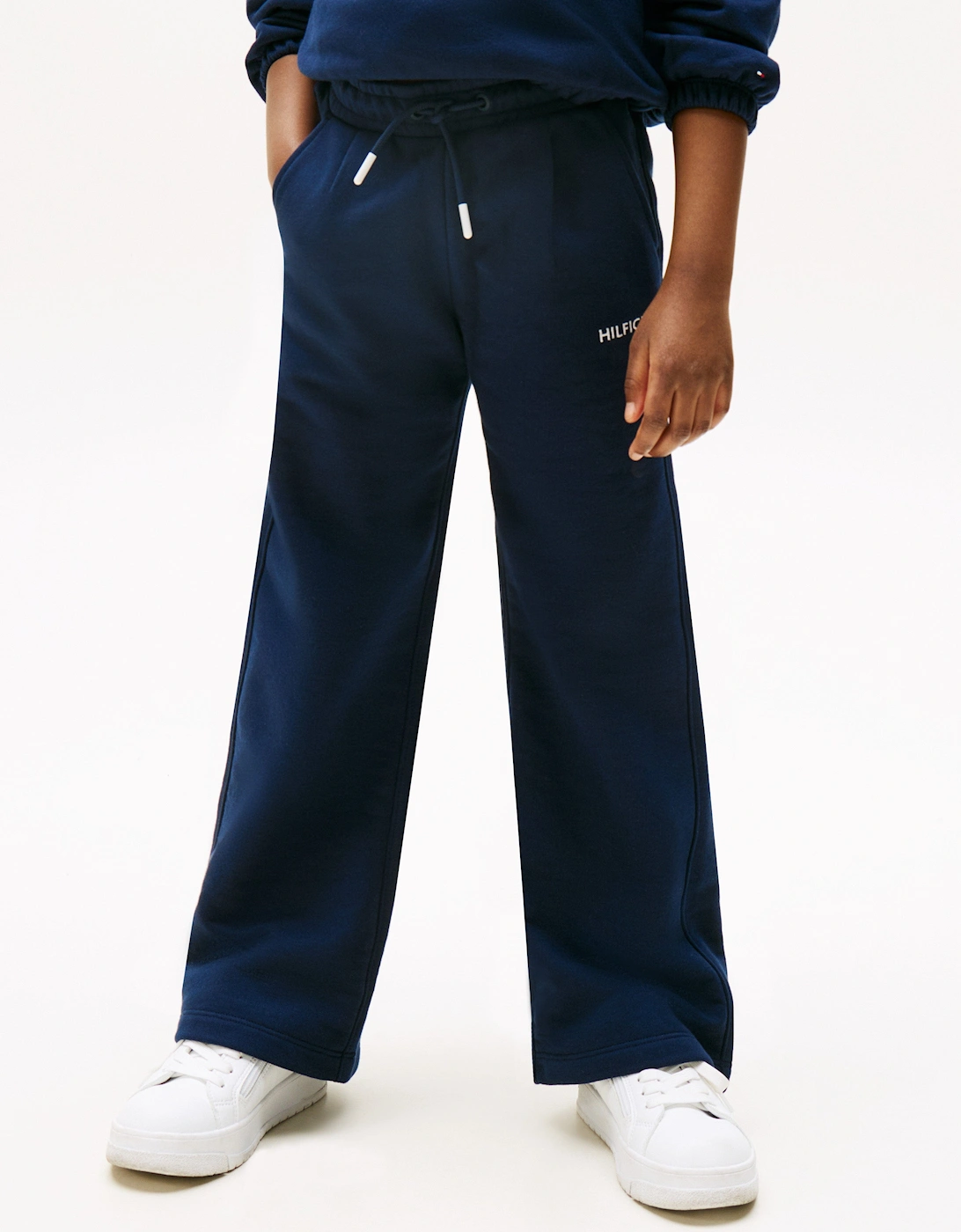 Girls Hilfiger Flag Wide Joggers in Navy