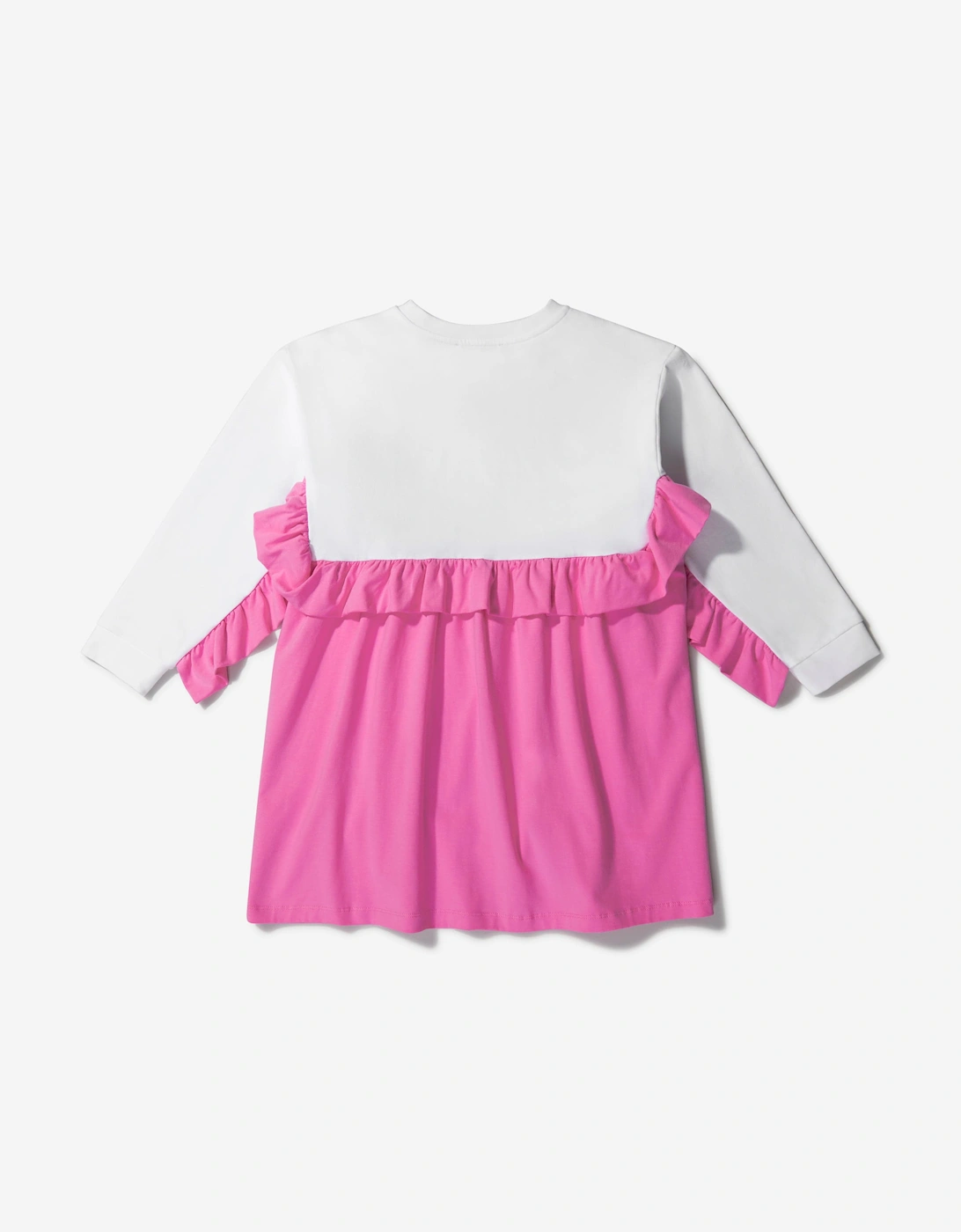 Girls Cotton Ruffle Trim Logo Dress