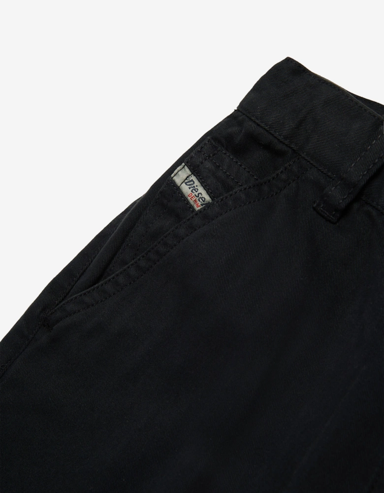 Girls Wide Leg Cargo Trousers in Black