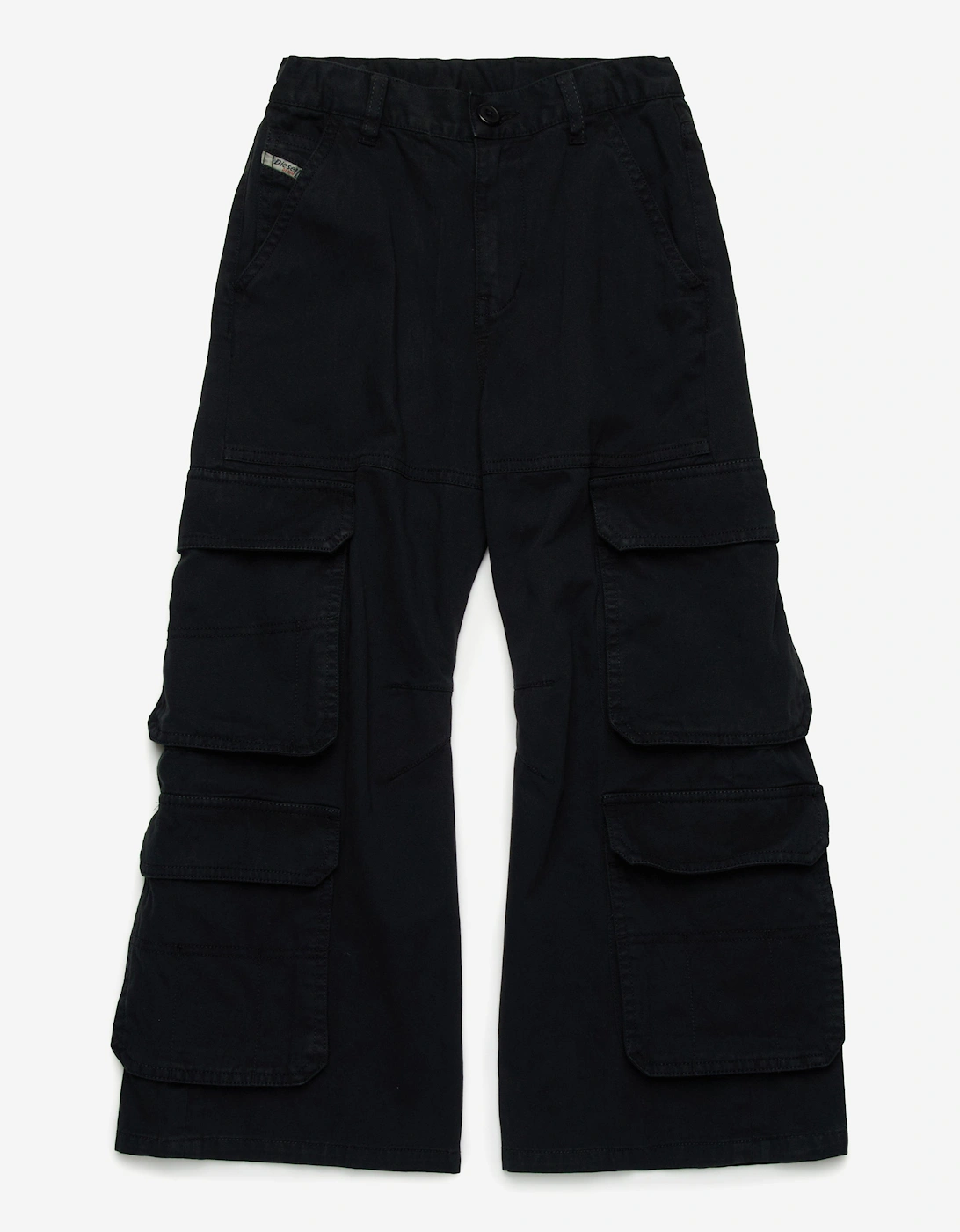 Girls Wide Leg Cargo Trousers in Black, 5 of 4