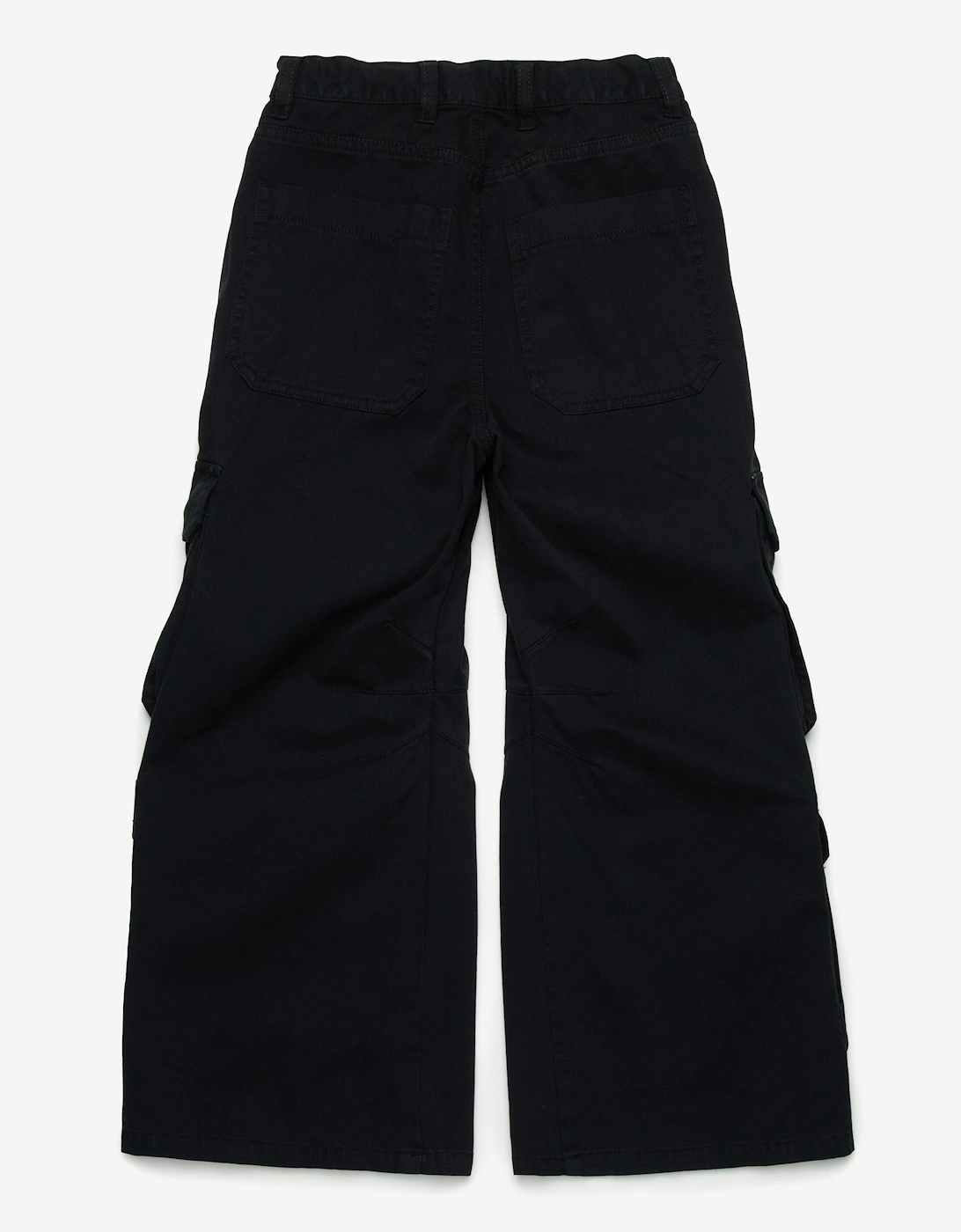 Girls Wide Leg Cargo Trousers in Black