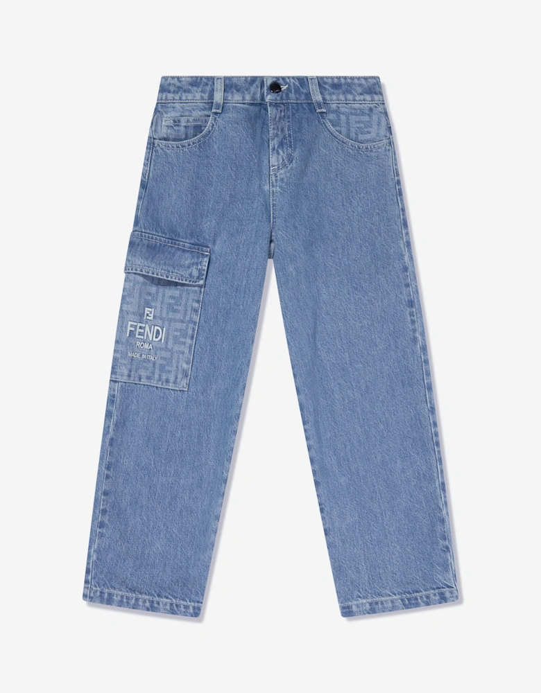 Kids Washed Denim Jeans in Blue