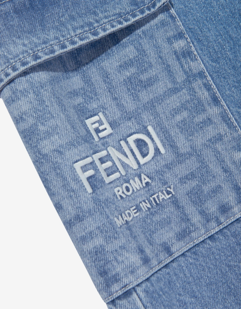 Kids Washed Denim Jeans in Blue