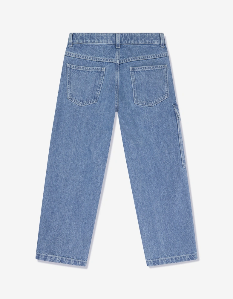 Kids Washed Denim Jeans in Blue
