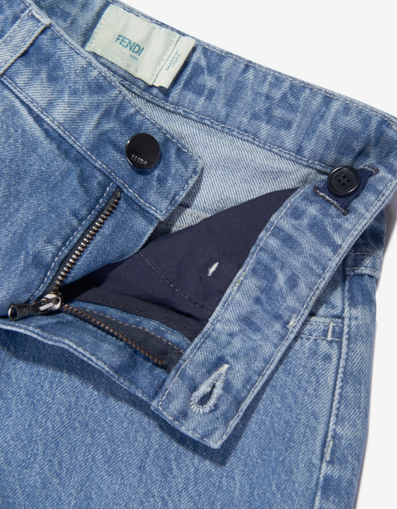 Kids Washed Denim Jeans in Blue