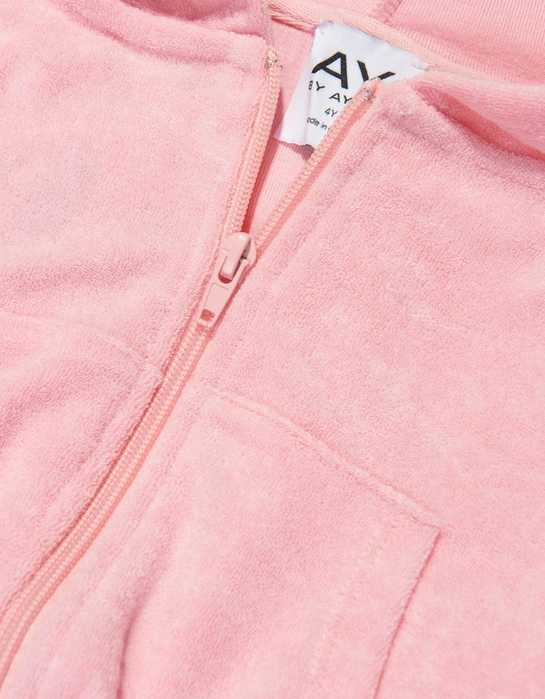 Girls Towelling Hoodie in Pink