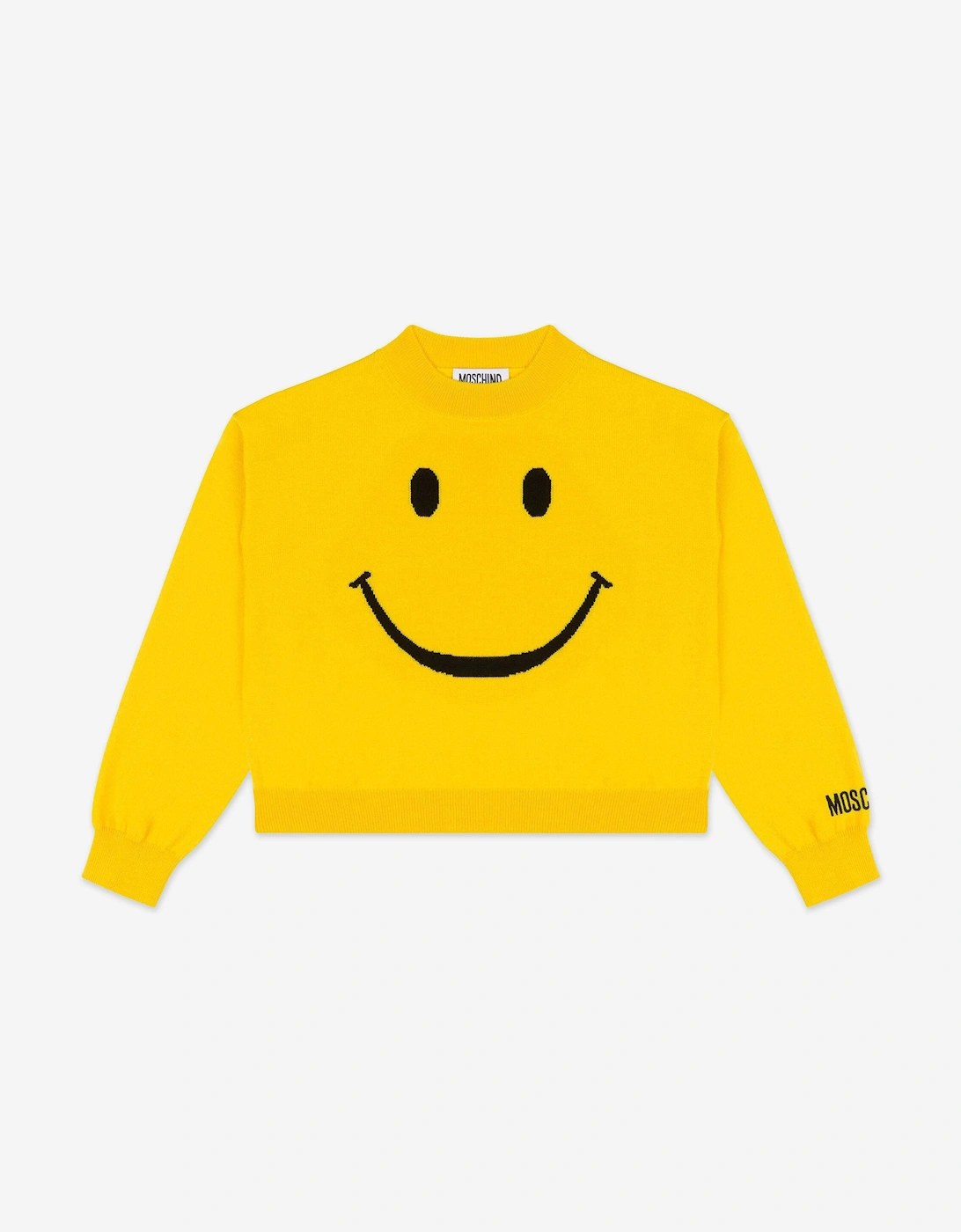 Moschino Moschino Kids Wool Smiley Face Jumper in Yellow