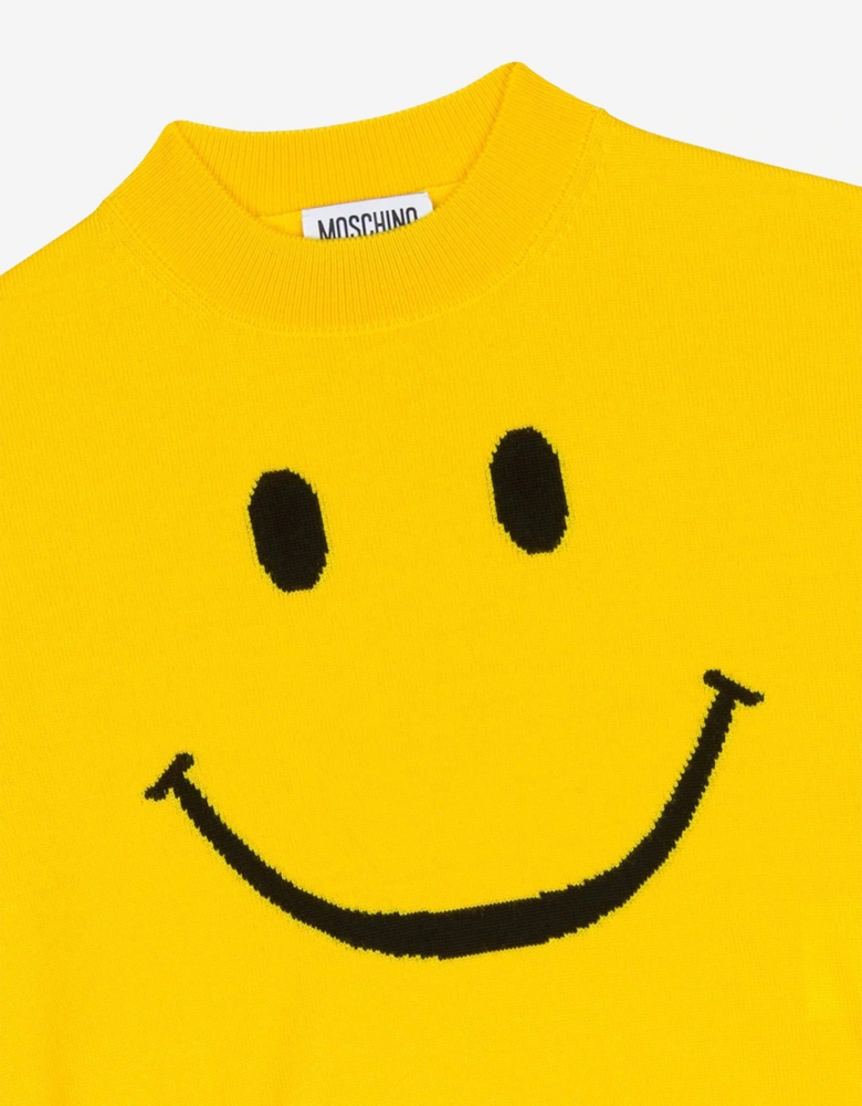 Kids Wool Smiley Face Jumper in Yellow