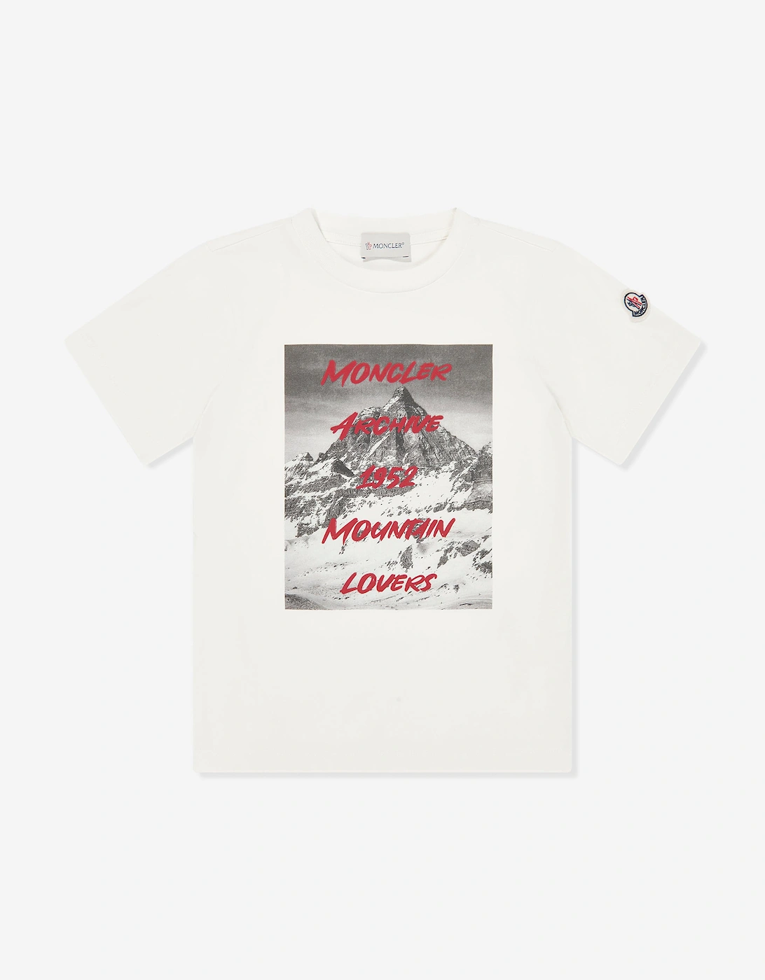 Boy's Moncler Enfant Boys Logo T-Shirt in White - Size: 14 years