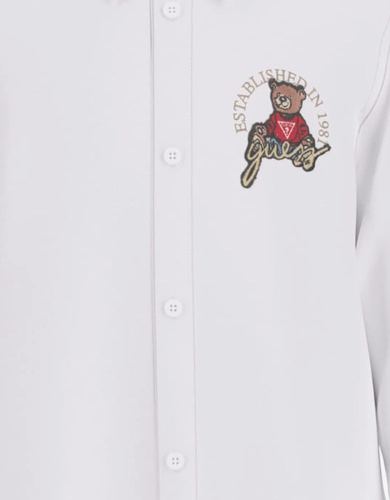 Boys Bear Oxford Shirt in White