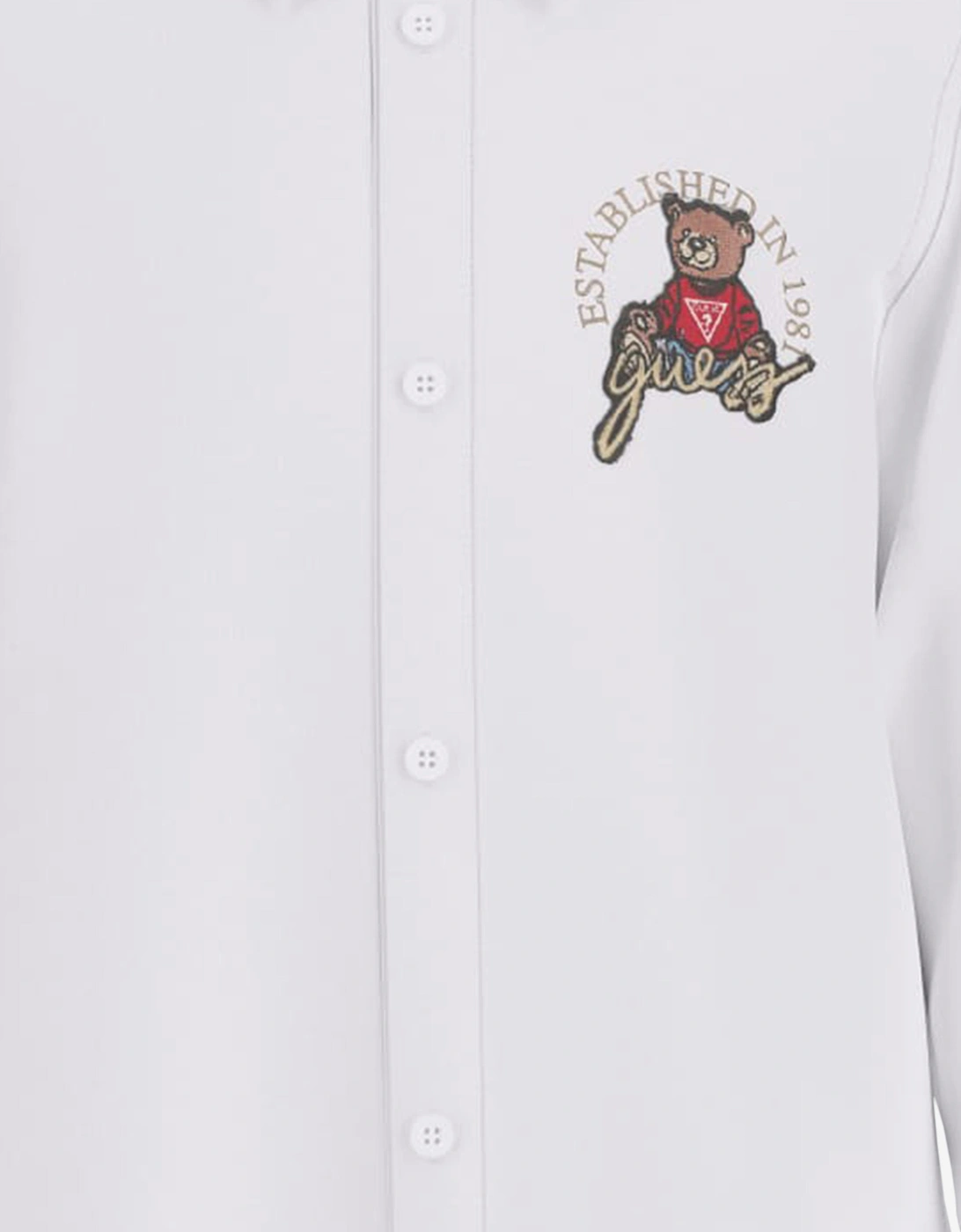 Boys Bear Oxford Shirt in White