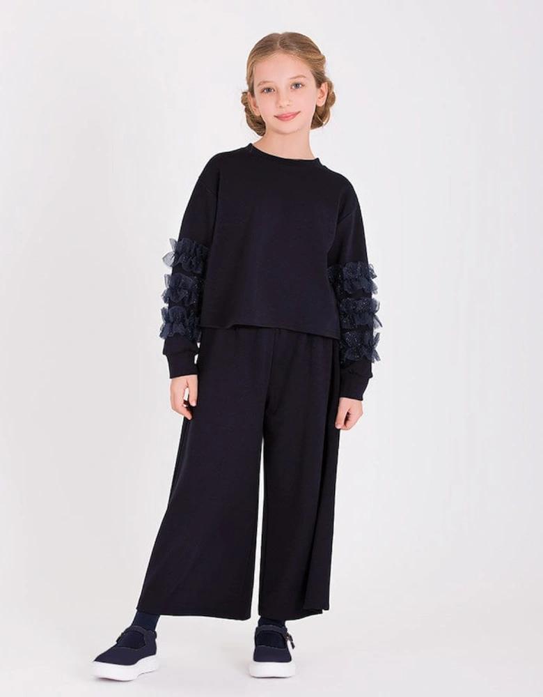 Girls Wide Leg Pants in Navy
