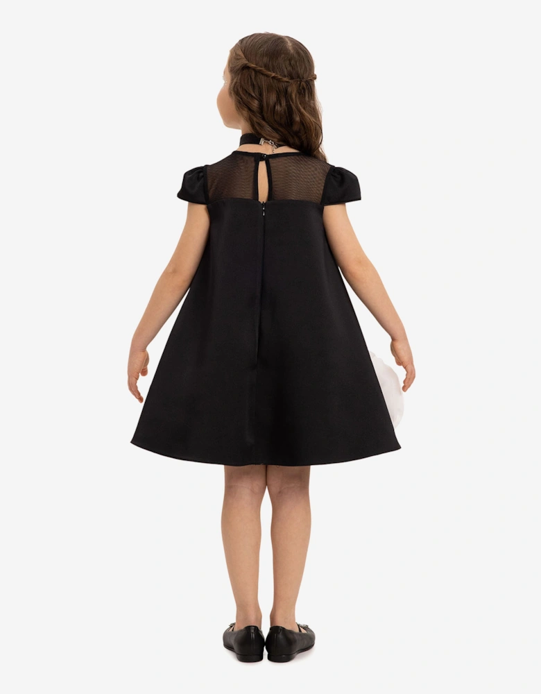Girls Dress with Flower Choker in Black