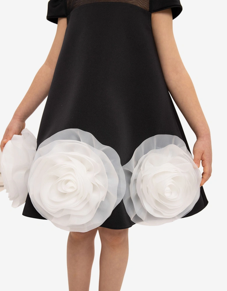 Girls Dress with Flower Choker in Black