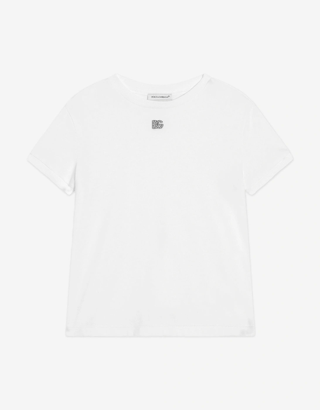 Girls Diamante Logo T-Shirt in White, 5 of 4